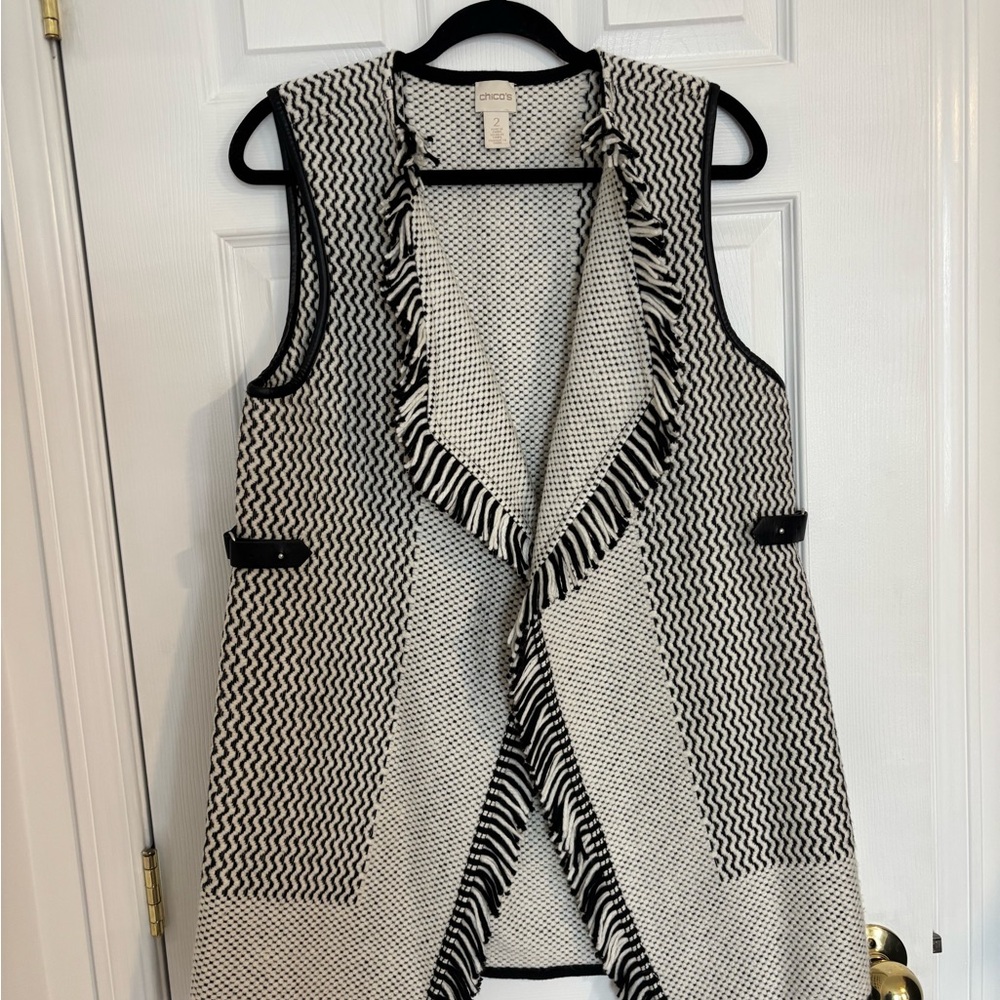 Chico's Black and White Patterned Vest
